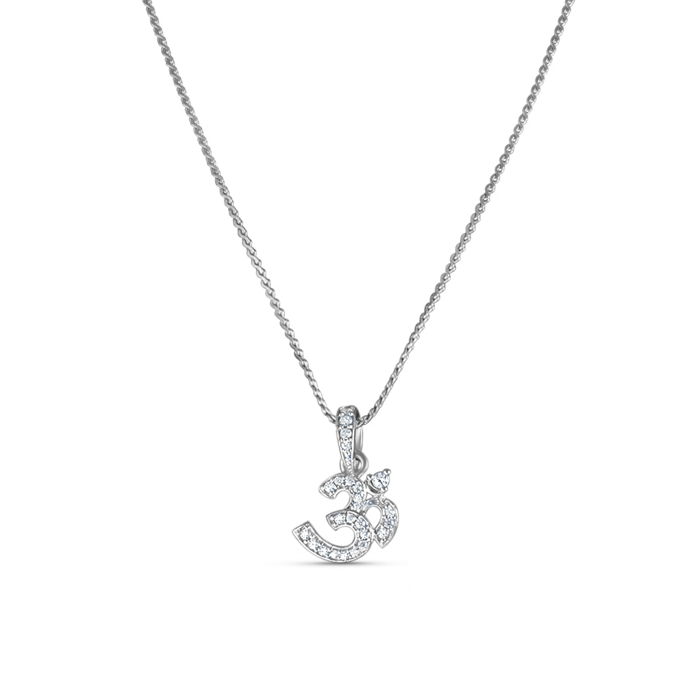 Om 925 Sterling Silver Pendent with Chain ( 16 Inches )