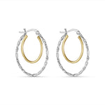 Load image into Gallery viewer, Duniya Double Hoops Two Tone 925 Sterling Silver Hoop Earrings
