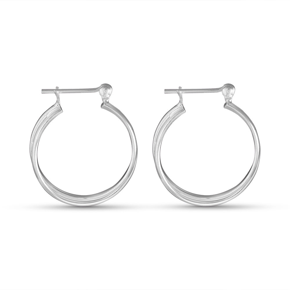 Intertwined Solid Plain 925 Sterling Silver Hoop Earrings