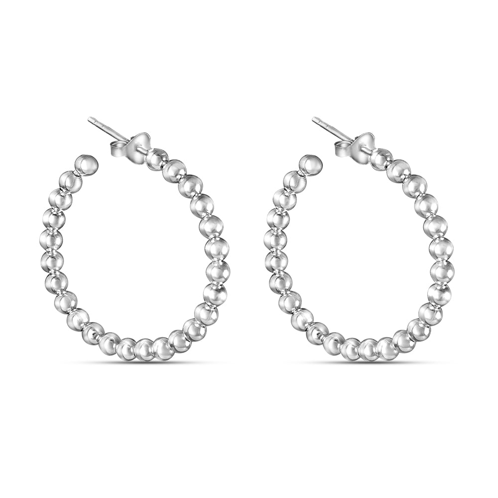 Ball Hoops 925 Sterling Silver Hoop Earrings