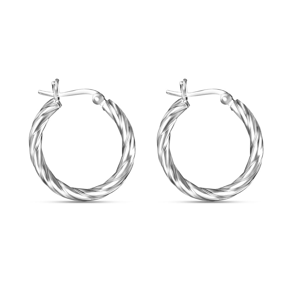 Classic Twisted 925 Sterling Silver Hoop Earrings