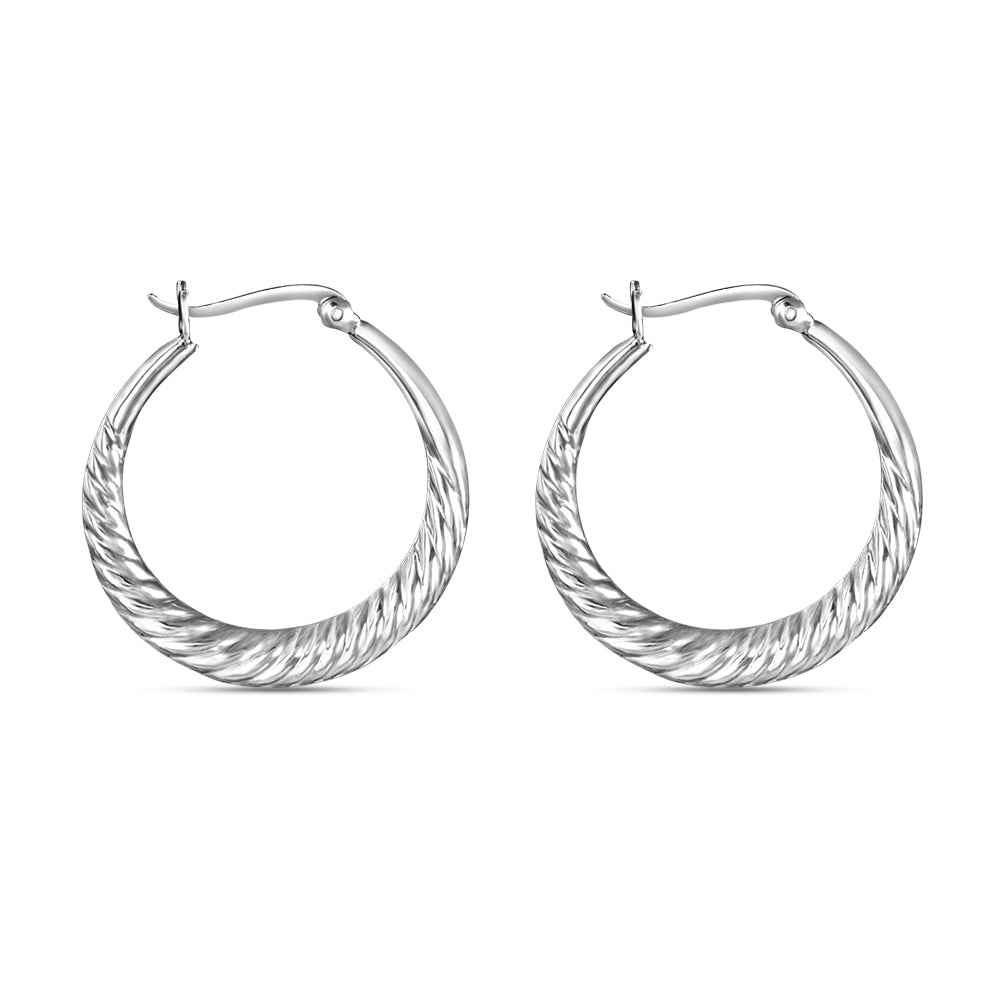 Twist Hoops 925 Sterling Silver Hoop Earrings