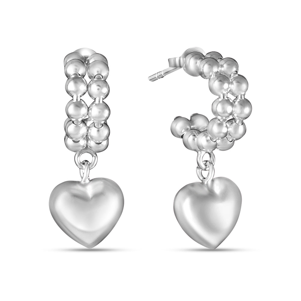 Camellia Heart 925 Sterling Silver Earrings