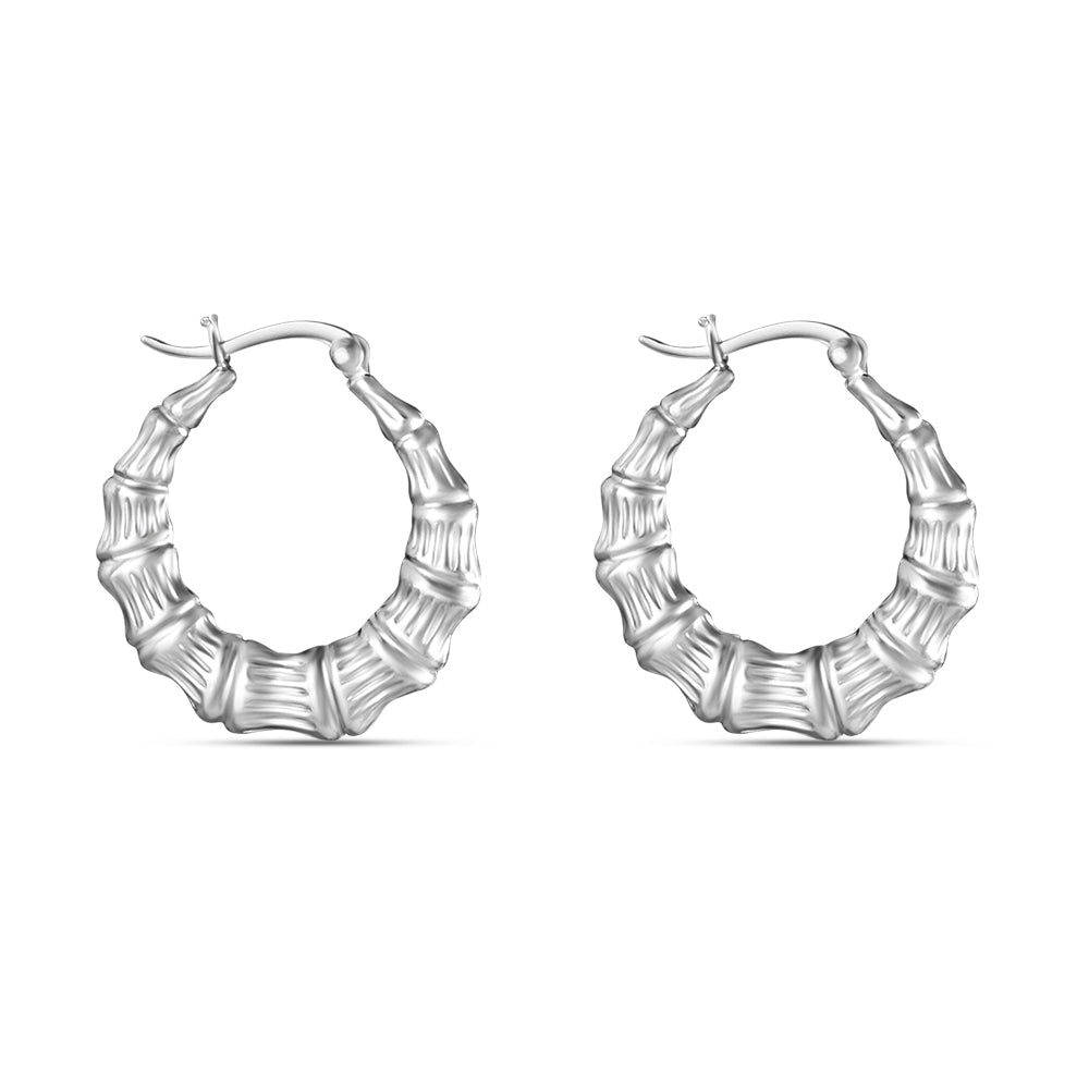 Bamboo Hoops 925 Sterling Silver Hoop Earrings