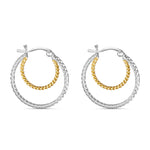 Load image into Gallery viewer, Twig Double Hoops Two Tone 925 Sterling Silver Hoop Earrings
