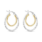 Load image into Gallery viewer, Aditi Double Hoops Two Tone 925 Sterling Silver Hoop Earrings
