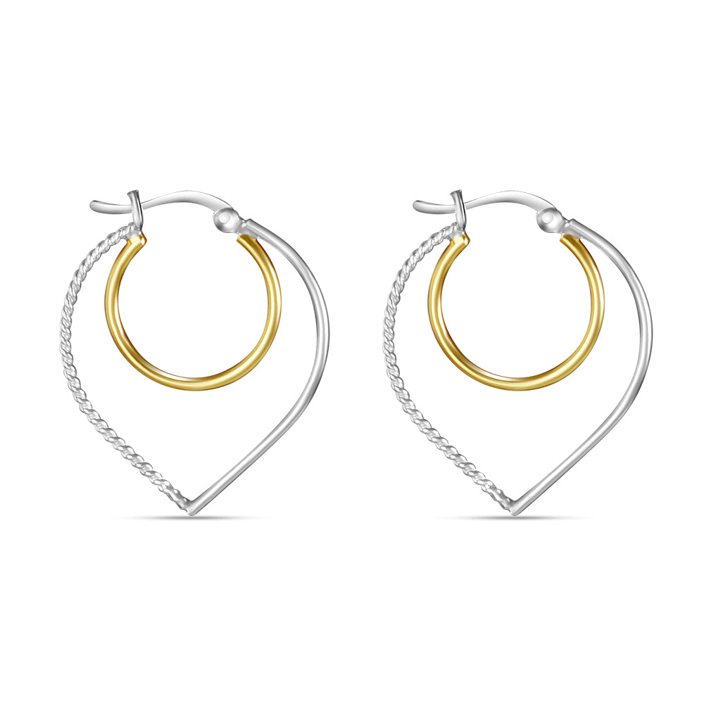 Mannat Double Hoops Two Tone 925 Sterling Silver Hoop Earrings