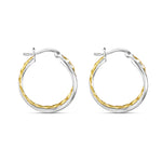 Load image into Gallery viewer, Pihu Double Hoops Two Tone 925 Sterling Silver Hoop Earrings
