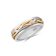 Triad Celtic 3 Tone 925 Sterling Silver Men's Ring