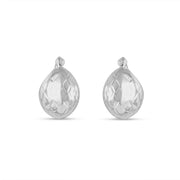 Tribe 925 Sterling Silver Rhodium-Plated Silver Cubic Zirconia Classic Bali Earring