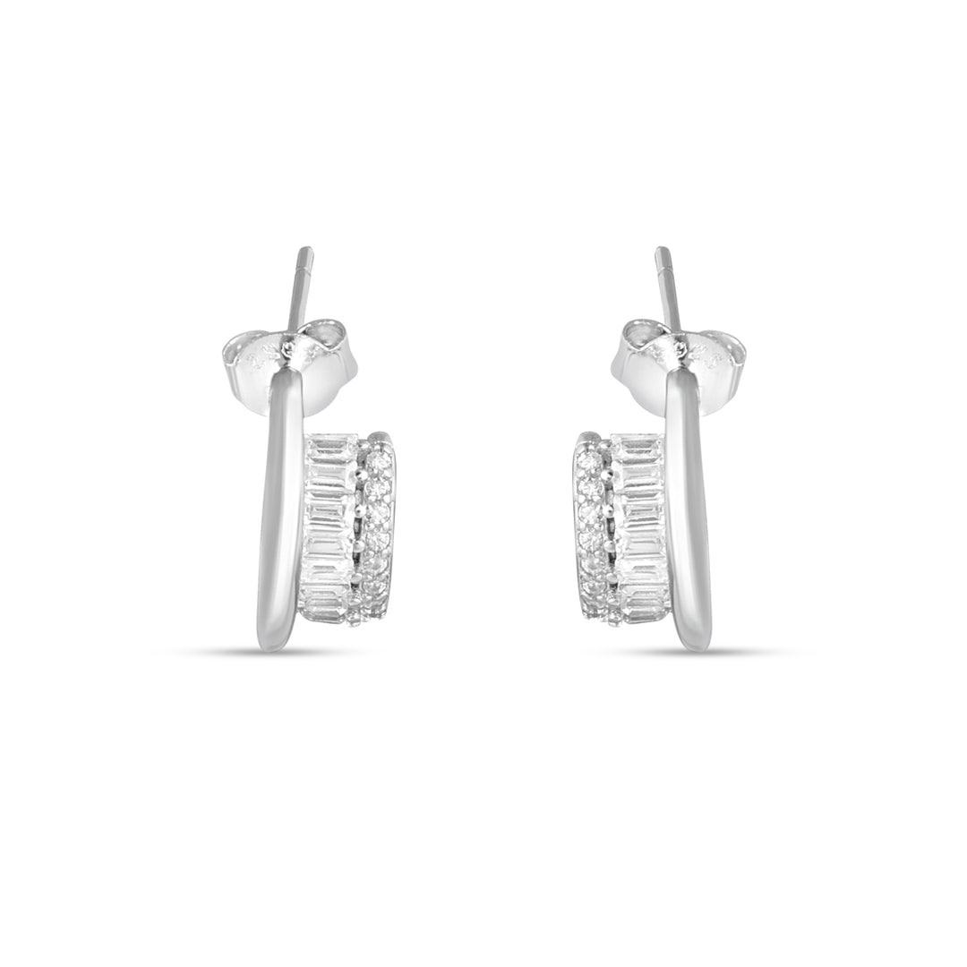 Mridali 925 Pure Sterling Silver Rhodium-Plated Earrings