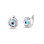 Load image into Gallery viewer, 925 Pure Sterling Silver Rhodium-Plated Contemporary Evil Eye Earring
