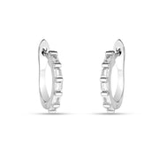 925 Sterling Silver Rhodium-Plated Silver Cubic Zirconia Classic Bali Earring
