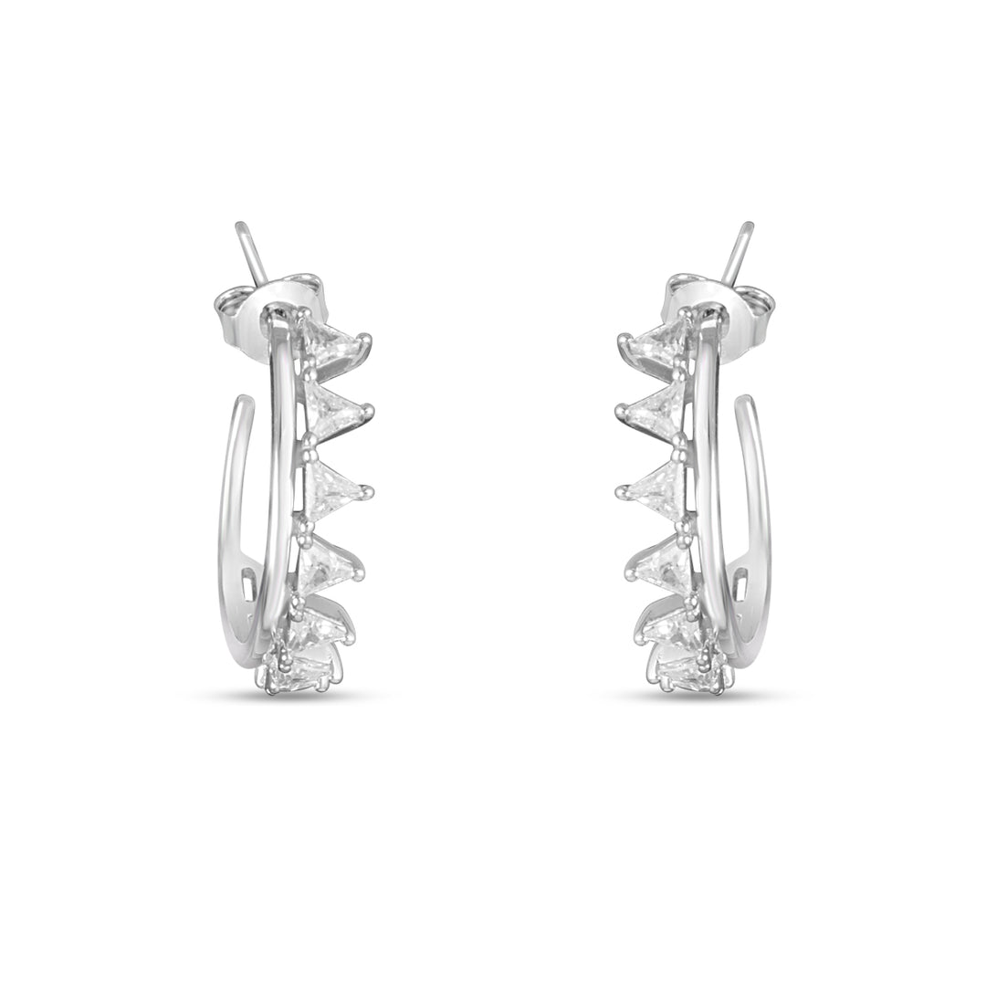 Yamini 925 Sterling Silver Cubic Zirconia Rhodium Plated Hoop Earrings