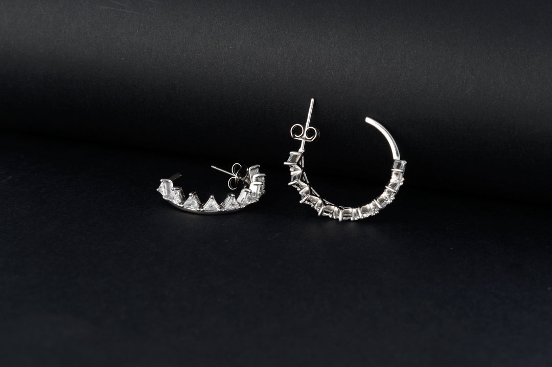 Yamini 925 Sterling Silver Cubic Zirconia Rhodium Plated Hoop Earrings