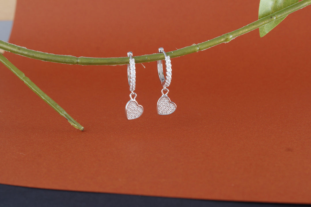 Heart Shape Hoop Earrings 925 Sterling Silver