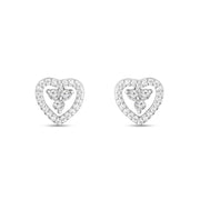 925 Sterling Silver Rhodium Plated Heart Shaped Studs Earrings