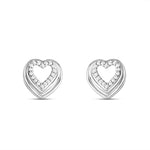 Load image into Gallery viewer, Divine Heart 925 Sterling Silver Rhodium-Plated Silver Cubic Zirconia Classic Studs Earrings
