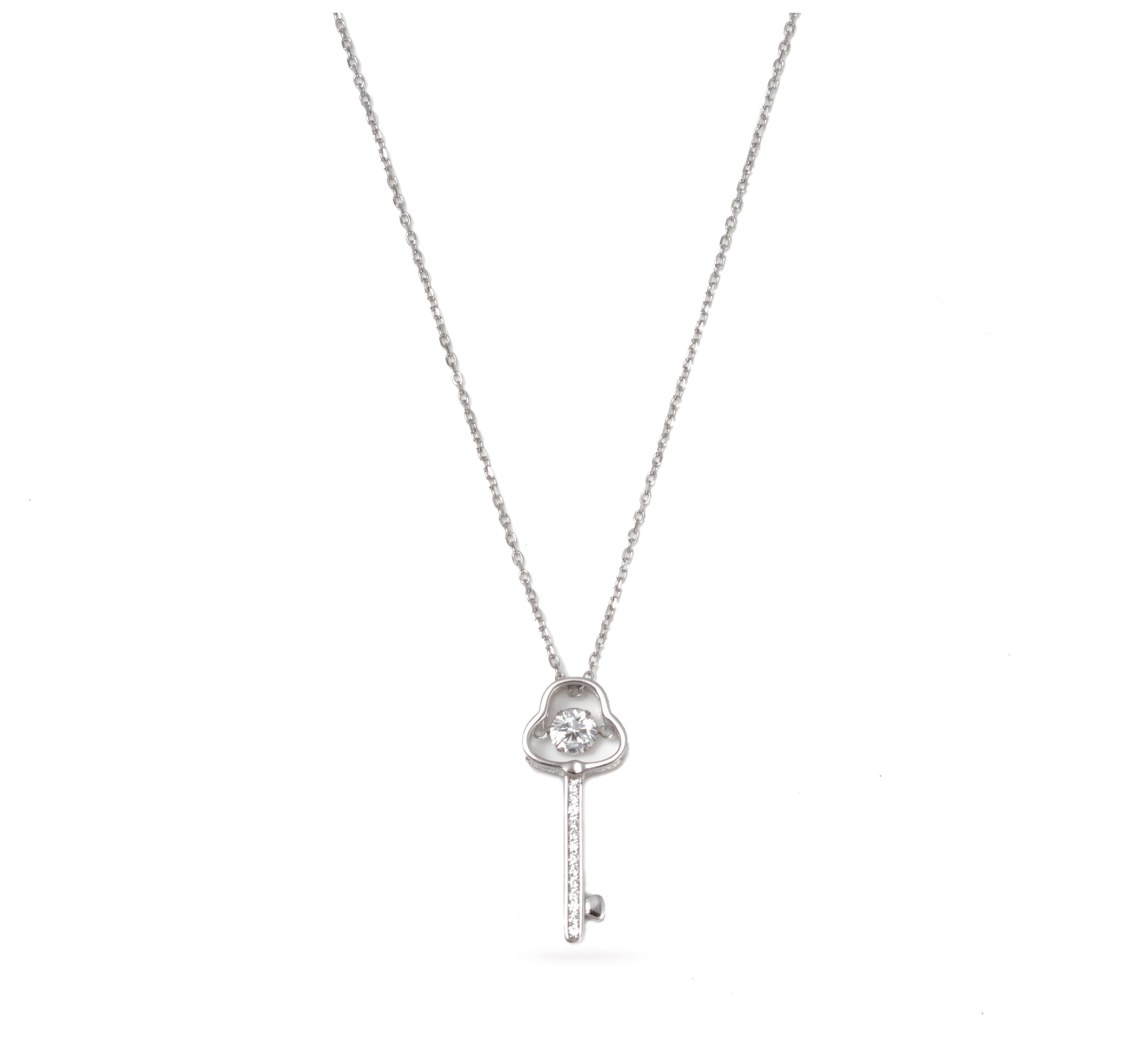 Dancing Diamond Solitaire 925 Silver Pendant Chain