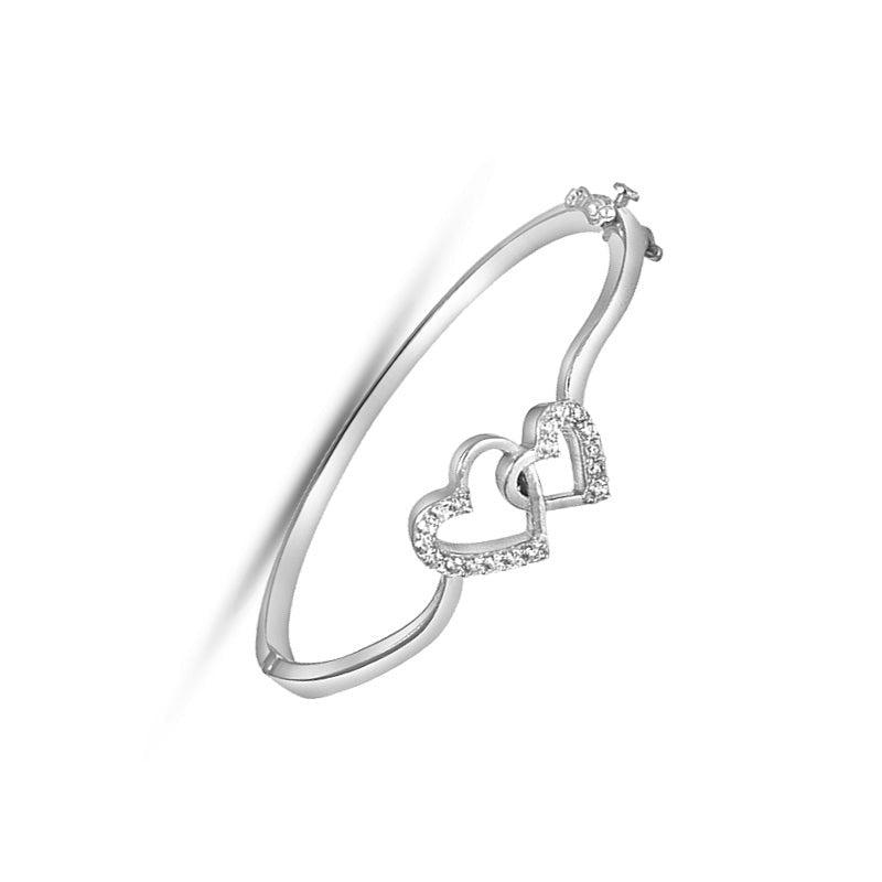 Twin Heart 925 Silver Bangle TBR-810