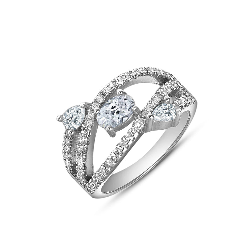 Multi Layered Solitaire 925 Silver Ring