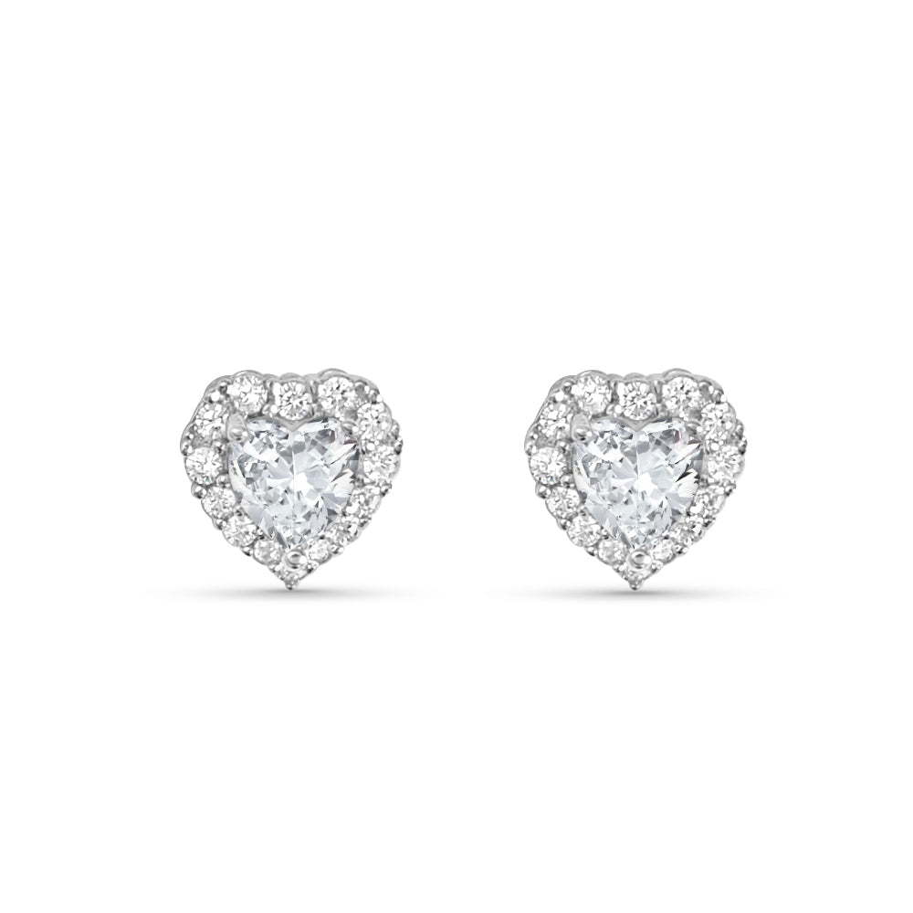 Shubham Solitaire Halo 925 Silver Earrings