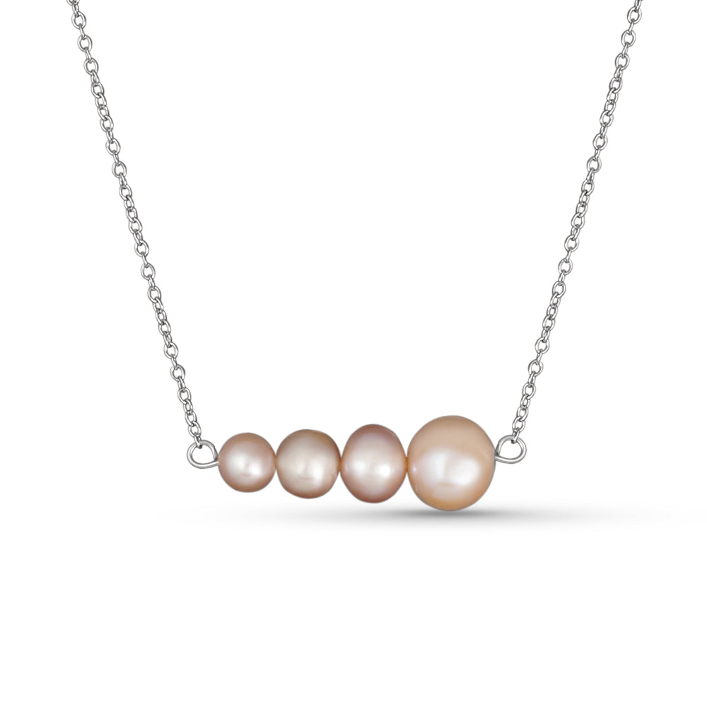 Pink Pearly Graduating 925 Silver Necklace