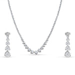 Load image into Gallery viewer, Graduating Half Eternity 925 Silver Necklace &amp; Earring Set
