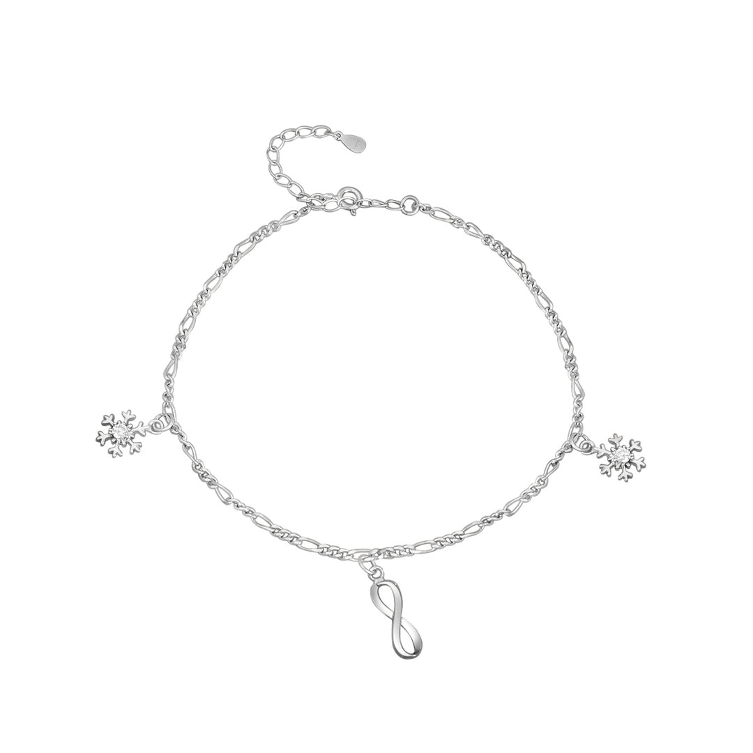 Madhuban Infinity Snowflake 925 Sterling Silver Anklets with Adjustable Length
