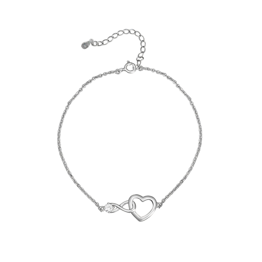 Madhuban Infinity Heart 925 Sterling Silver Anklets with Adjustable Length