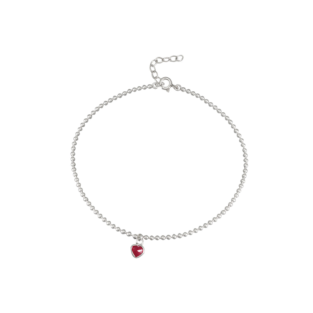 Madhuban Red Heart 925 Sterling Silver Anklets with Adjustable Length