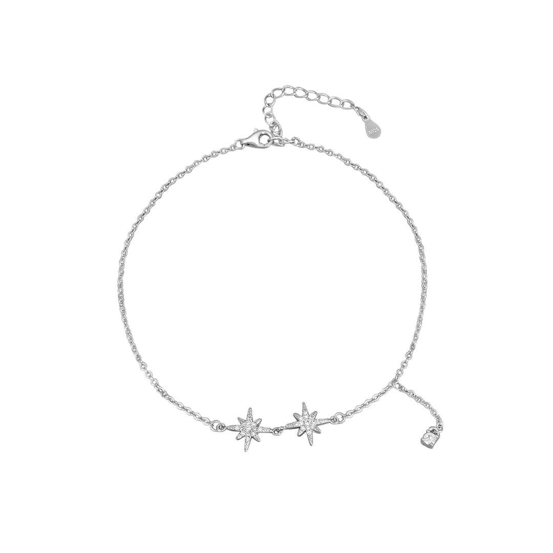 Madhuban Northern Star 925 Sterling Silver Anklets with Adjustable Length