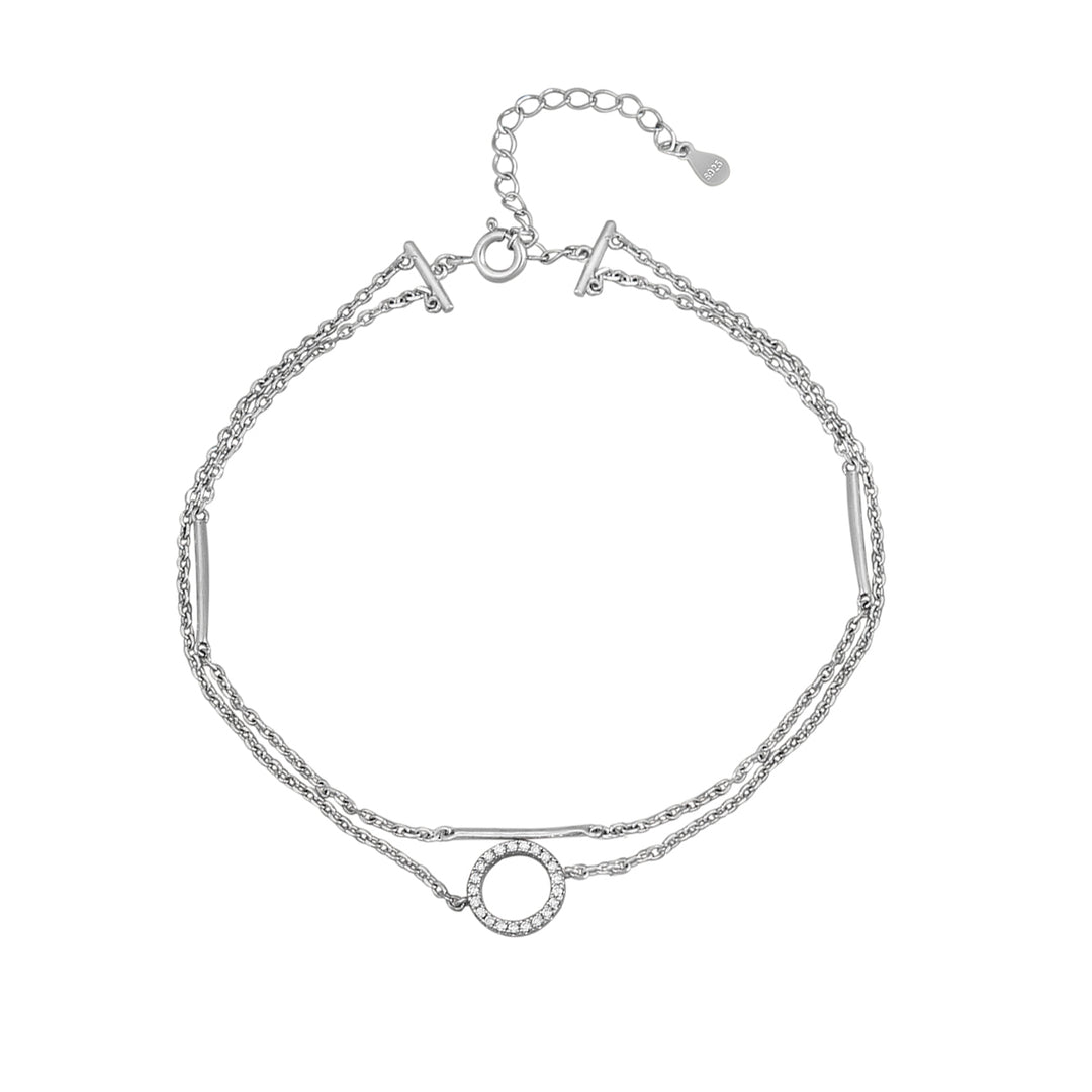 Madhuban Circle of Life 925 Sterling Silver Double Line Anklets with Adjustable Length