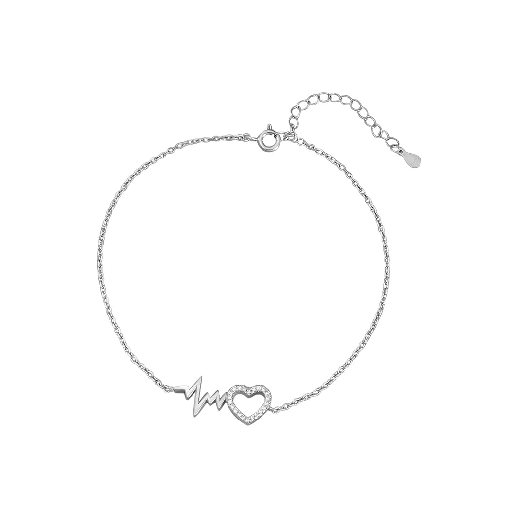 Madhuban Heart 925 Sterling Silver Anklets with Adjustable Length