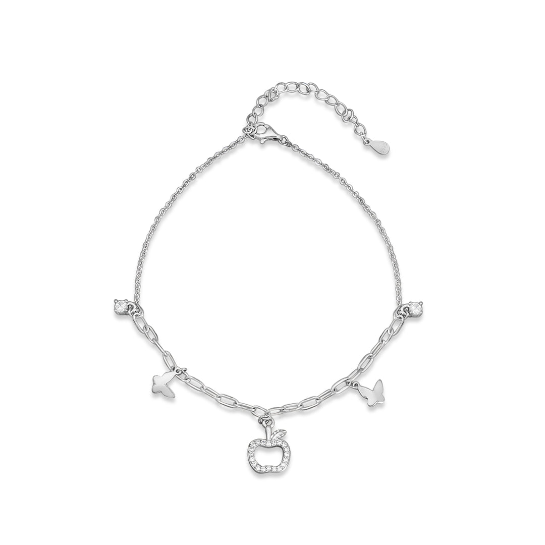 Madhuban Apple 925 Sterling Silver Anklets with Adjustable Length