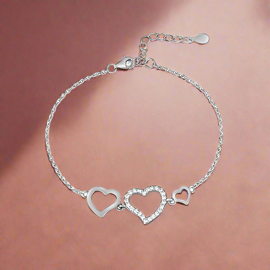 silver heart bracelets