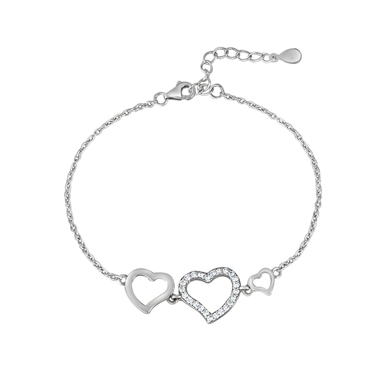 Multi Hearts 925 Sterling Silver Bracelet with Adjustable length