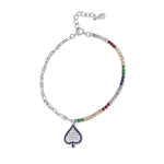 Load image into Gallery viewer, Rainbow Multi Color 925 Sterling Silver Bracelet with Adjustable Length
