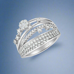 Load image into Gallery viewer, A Minthya 925 sterling silver ring with multiple bands of cubic zirconia stones.
