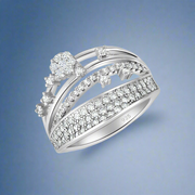 A Minthya 925 sterling silver ring with multiple bands of cubic zirconia stones.