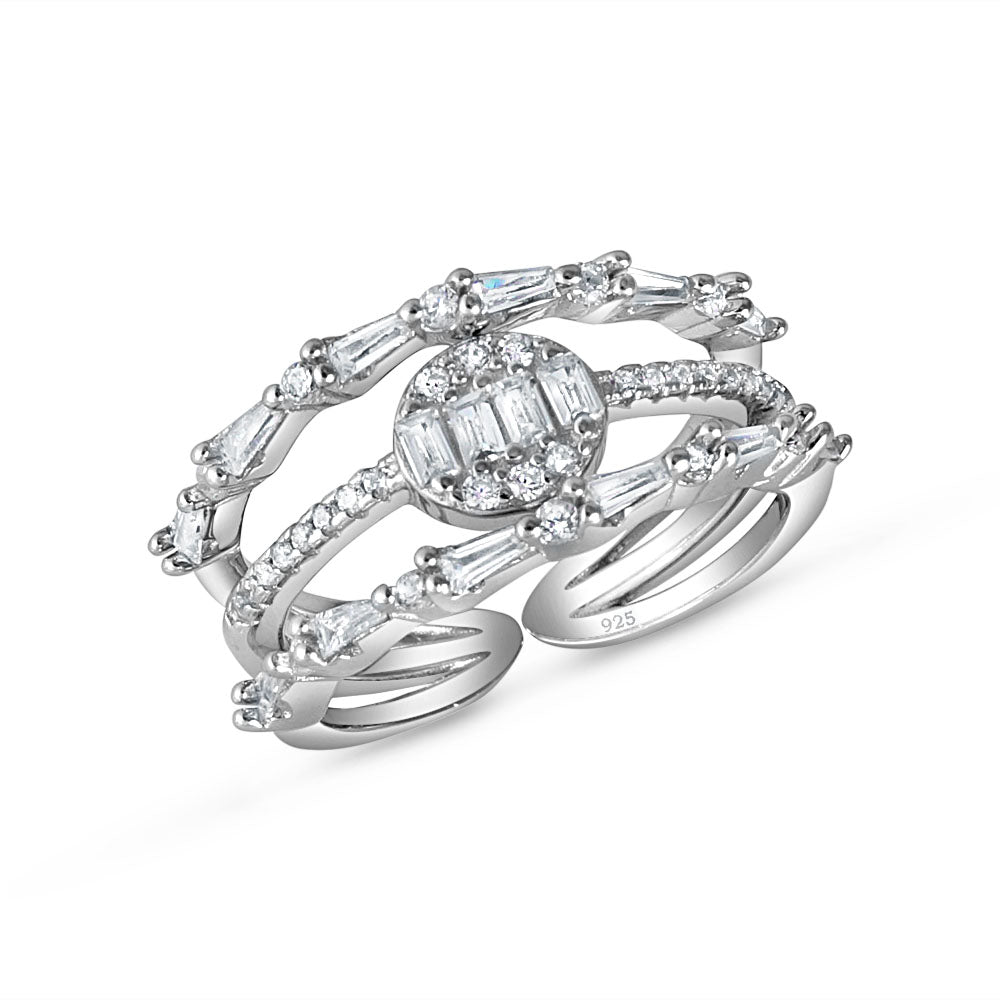 Damia Twin 925 Sterling Silver Ring Adjustable Size. Fits Indian ring size 12 to 17