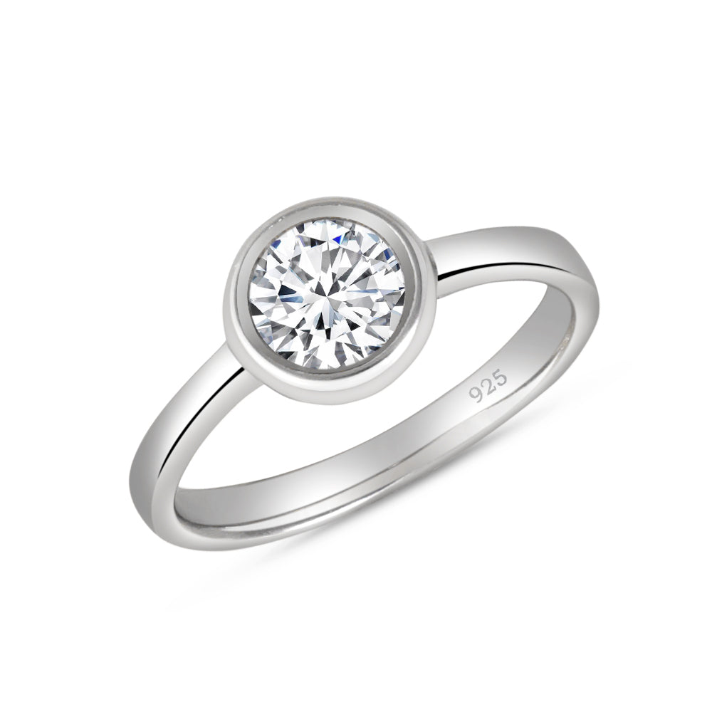 Shubham Bezel 925 Sterling Silver Solitaire Ring