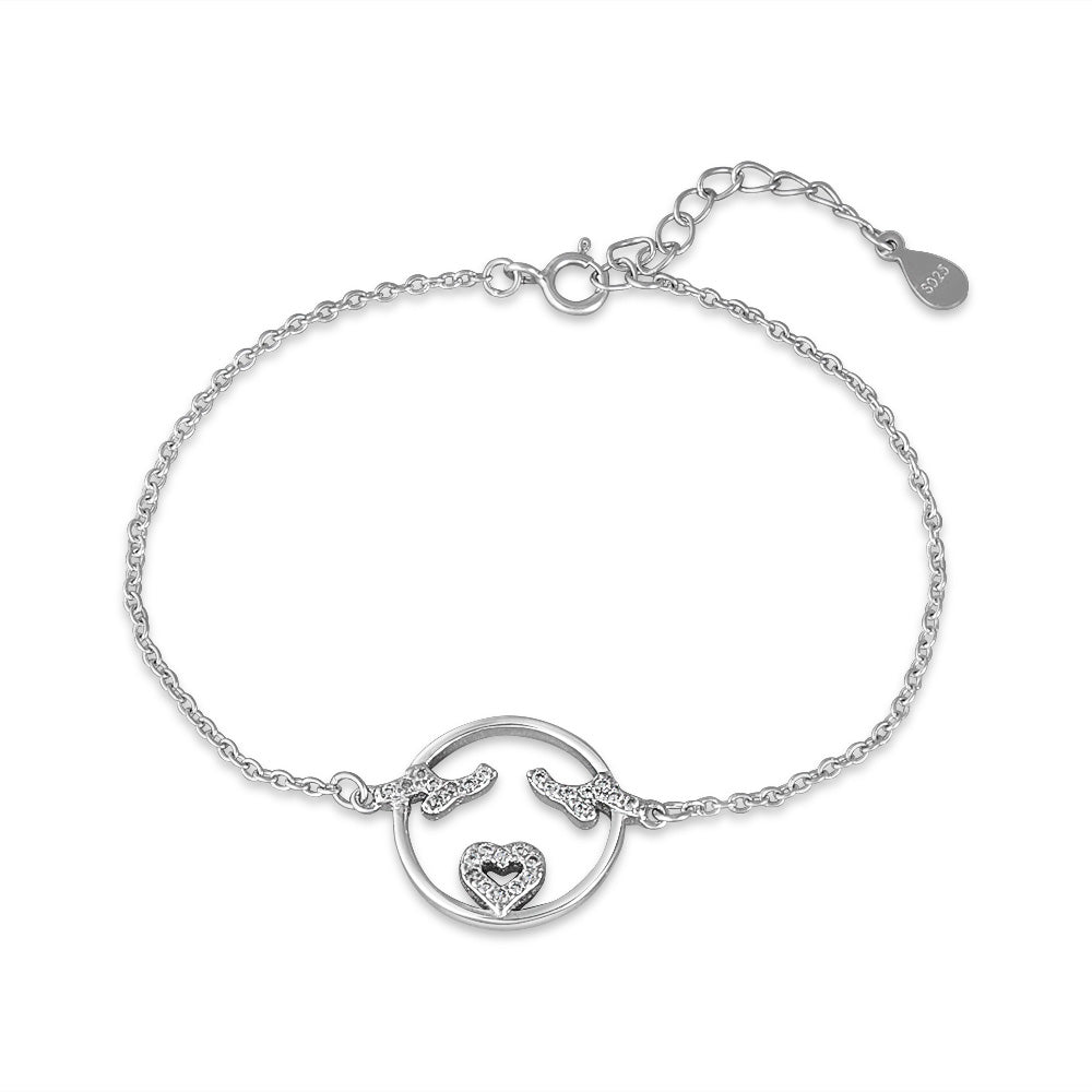 Circle of Love 925 Sterling Silver Bracelet (Length 17 cm Adjustable Length)