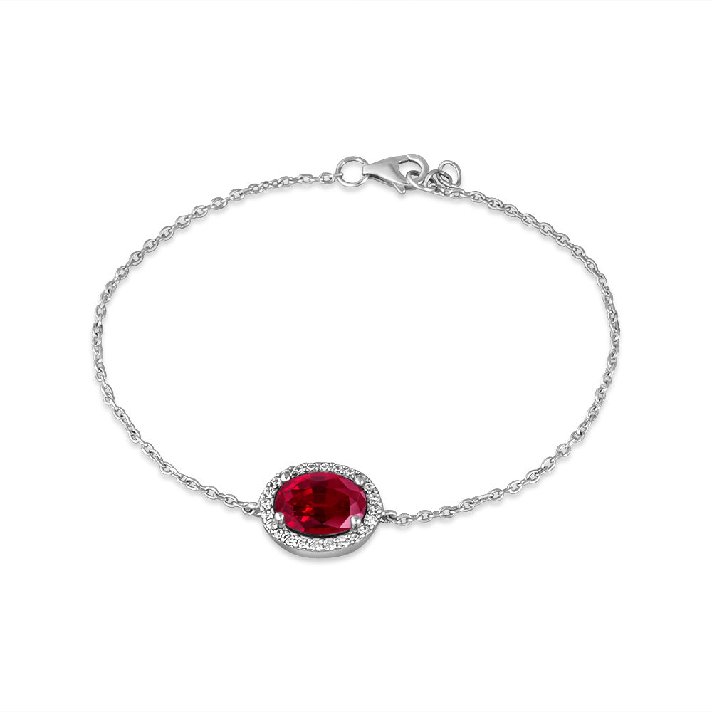 Red Glory 925 Sterling Silver Bracelet (Length 17 cm)