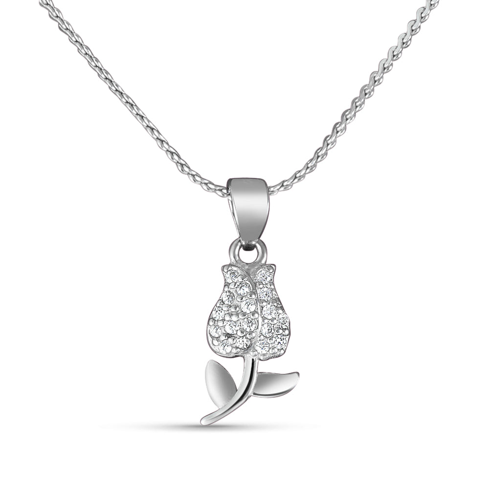 Yuva Rose Sterling Silver Pendant with chain (Chain Length 18 inches)