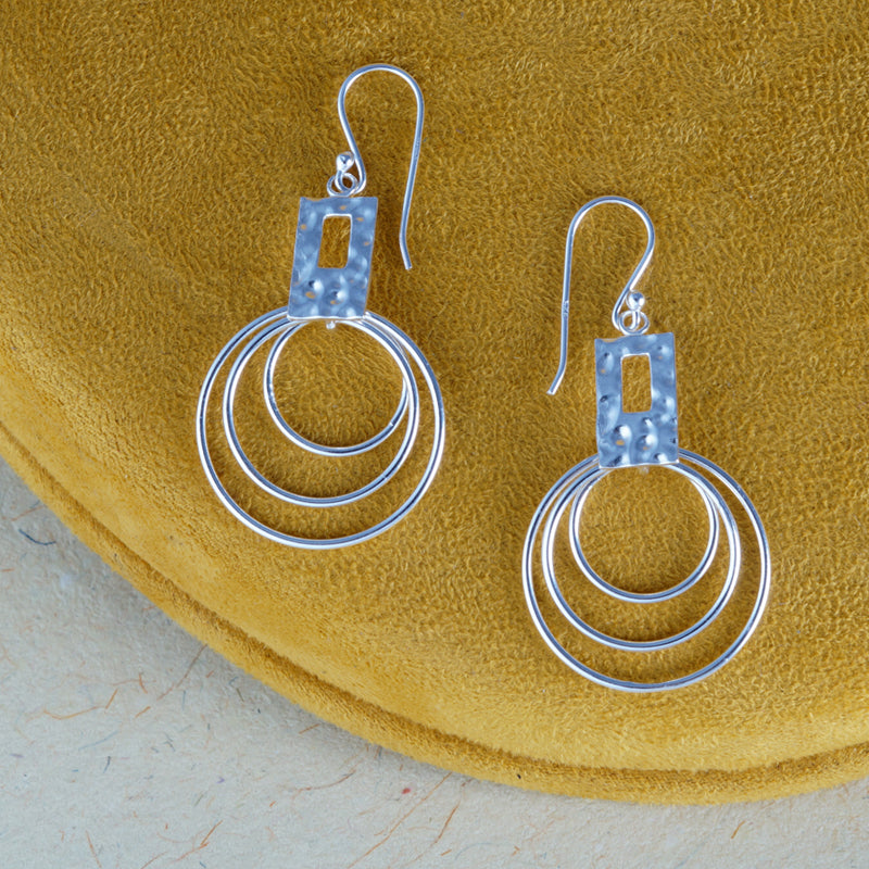 Circular Link 925 Sterling Silver Earrings