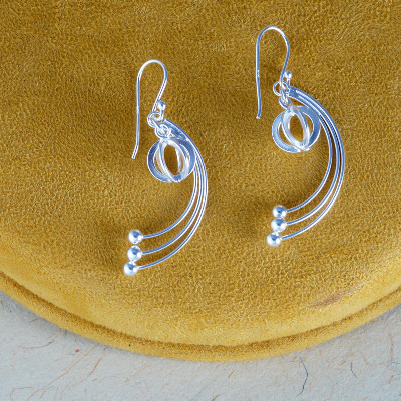 Dangling Feathered Link 925 Sterling Silver Earrings