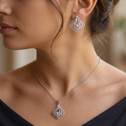 Premium 925 Silver Necklace & Earrings Set for Women