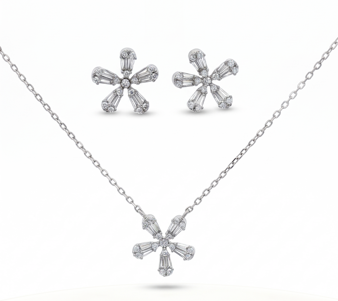Premium 925 Silver Necklace & Earrings Set for Women