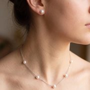 925 Sterling Silver Necklace with Stud Earring Set Studded With Cubic Zircons